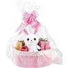 VIDSTW cestino regalo vuoto Sacchetto e nastro cesto regalo vuoto grande Realizzato in cotone cesto portaoggetti Con manici cestini portaoggetti per Pasqua baby shower Natale (Rosa bianco)