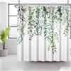 Bovlleetd Piante Fiori Motivo Tenda da Doccia 183x183cm Acquarello Design Verde Botanico per Bagno Decorazione, Impermeabile Lavabile in Poliestere Tende da Doccia con 12 Ganci per Vasca da Bagno