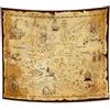 YONGFOTO Arazzo Mappa Pirati Vintage Mappa del Mondo Isola del Tesoro Occidentale Rotta Navigazione Poster Decorazione Dormitorio Copridivano Letto, 180x160cm