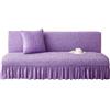 SUIOKPO Copridivano Senza Braccioli Pieghevole Divano Letto 3 Posti all-Coperto Copridivani Elasticizzati Disegno Gonna, Universale Elasticizzato Universale per Soggiorno Casa,Viola,L