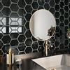 Livelynine Piastrelle Adesive Cucina 3D Esagono Nero 30x30CM Paraschizzi Cucina Adesivo Muro Nero Effetto Marmo Piastrelle Adesive Bagno 3D Mattonelle Adesivi Resistenti al Calore, 4 Pezzi