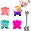 Lyivisk Set di 4 Portauova Divertenti con 1 Apriuova in Acciaio Inossidabile - Portauova per Bambini - per Uova Sode, alla Coque E Brunch