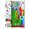 murando - Paravento Decorativo Monofacciale Fiori 135x172 cm 3 Pannelli Divisori - Stampa su un Lato su Tela in TNT - Separe Divisorio per la Casa Simpatici Legno - Colorato e-A-0104-z-b