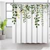 Bovlleetd Foglie di Eucalipto Verde Tenda di Doccia Foglie di Pianta Impermeabili con Fiori d'oro Tenda Bagno Lavabile Tenda Decorazione per la Casa Bagno con 6 Ganci 92x183cm