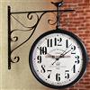 Generic Orologi a doppia faccia industriali - Orologio da parete per giardino esterno, orologio vintage in stile stazione ferroviaria con staffa per rotazione a 360°, orologio da appendere in ferro battuto
