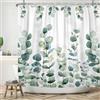 ASDCXZ Tenda da doccia a foglie, 180 x 180 cm, dipinta a mano, semplice, verde, foglie di eucalipto, bianco, da bagno, lavabile, in poliestere, impermeabile, per vasca da bagno con 12 ganci