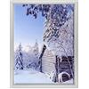 ConKrea Quadro su Tela Canvas INTELAIATO - con Cornice - Baita Chalet Montagna - Neve - Sport Invernali - 30x40cm - Stile Moderno Bianco - (cod.1500)