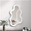 Hosoncovy Specchio per trucco decorativo da parete con cornice irregolare per bagno, soggiorno, camera da letto (bianco)