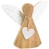 Logbuch-Verlag Angelo decorativo in legno mangifera, 16 x 15 cm: figura natalizia con cuore bianco, decorazione Natale casa, statuina protettiva elegante per tavolo, mensola o finestra