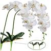 FagusHome 2 Pz Fiori Orchidea Phalaenopsis Fiori Artificiali 105cm con 2 Pz Foglie d'orchidea phalaenopsis Artificiale Fiori Finti (2)