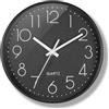 JIZZU Orologio Da Parete Silenzioso 20cm/8 pollici, Orologio A Muro Funzionamento A Batteria, Wall Clock Per Camera Da Letto, Soggiorno, Cucina, Ufficio (Nero）