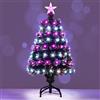 COSTWAY Albero di Natale Artificiale Illuminato da 93 cm, Albero di Natale con Fibre Ottiche Multicolore, 96 Luci LED Viola e Bianche, 8 Modalità, 96 Punte di Rami in PVC, Stella sulla Cima, Base Metallica