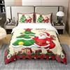 Bedluxy Set Copripiumino Natalizio 100% Cotone Misura Singola Con 1 Fodera Per Cuscino Decorazioni Natalizie Set Copripiumino 100% Cotone Set Biancheria Da Letto Natalizia Babbo Natale Copripiumino Giallo