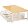 KHIronHive Piccolo scaffale da cucina, carrello per microonde con cestello estraibile, struttura in legno metallico, mobile con ruote per 41,5 x 30 x 49 cm (lunghezza x larghezza x altezza), bianco