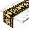 Hejo Runner da tavolo per 50 anni, 35X180 cm Runner da Tavolo Compleanno Glitterate Nero Oro, Tovaglia per Uomo e Donna, Tovaglia Traspirante e Morbida per Feste, Banchetti, Decorazioni di Compleanno