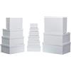 Brandsseller Confezione regalo, scatola di cartone con coperchio, cartone resistente, set da 13 pezzi, colore bianco
