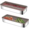Les-Theresa 2 Pezzi Contenitore Affettati, Porta Salumi in Acciaio Inox 304 Frigorifero Organizzatore Scatola per Salumi, Carne, Formaggi