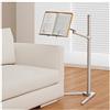 Buhelyc Multifunzione Leggio da Terra, Leggio per Libri da Pavimento, per Leggere A Mani Libere, Tappetino in Legno, Regolabile Altezza E Inclinazione, 2 Clip A Molla, per Casa, Scuola, Cucina