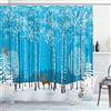ABAKUHAUS Natale Tenda da Doccia, Stormo di Ciuffolotti, Tessuto Set di Decorazioni per il Bagno con Ganci, per la vasca da bagno, 175 cm x 180 cm, Acqua Bianco