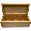 Wooden World - Scatola in Legno per Tè con 3 Scomparti - Organizer per Bustine di Tè, Spezie, Gioielli o Regali - Legno Naturale, Multifunzionale