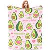 VODRM Coperta carina con avocado, regalo per donne, per camera da letto, divano, morbida, calda, leggera, avvolgente, coperta per San Valentino, decorazione con avocado rosa e cuori, 102x127 cm