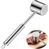 Aurobest Martello Carne Acciaio Inossidabile 304, Batticarne Faccia Doppia Lungo 22cm, Accessori Cucina Lavabile in Lavastoviglie, Martello Carne Professionale per Manzo, Pollo, Bistecca, Maiale(Argento)