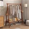 MRMRMNR Appendiabiti da Terra in Legno, Portabiti in Bambù con Scarpiera e 6 Ganci, 1 Aste, Multifunzionale Stender Pieghevole, Stile Industriale, Altezza: 150 CM, per Appendere Tut