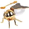 Generic Barattolo di miele a forma di ape, contenitore per miele - vasetti di miele con cucchiaio | Statua animale, ciotola porta zucchero dorato, distributore di sciroppi per sciroppi, erbe e olio