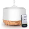 Austepax Diffusore di aromi, 500 ml, diffusore di oli essenziali, diffusore di aromaterapia, 15 colori, modalità luce senz'acqua, spegnimento automatico, umidificatore per camera da letto, casa, ufficio o yoga
