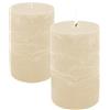 Spetebo Set di 2 candele XL in vera cera, rustiche, 15 x 9 cm, colore crema, candela dell'Avvento, grande non profumata, 95 ore, durata di combustione, candele da tavolo per Natale, decorazioni inodore