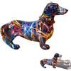 Whrcy Statua colorata del bassotto, statua del cane graffiti,Figurina d'arte bassotto - Graffiti Bassotto Cane Scultura Statua di Animale Figurina d'Arte per Soggiorno Camera da Letto Scaffale