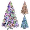 RELAX4LIFE Albero di Natale 135/180/210CM, Alberi Di Natale Innevato con 160/240/320 Luci LED, 472/850/1270 Rami e 26/34/40 Pigne, Apertura Ombrello e Montaggio Facile, Decorazione Natalizia (210CM)