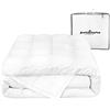 PERLARARA Piumino Letto Una Piazza E Mezza Primaverile Leggero, 100% solo Piumino Bianco, iDream Evolution 770 Light 200x200 cm, Piumone Piuma d'Oca per Primavera Estate