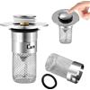 fuxunamz Tappo Lavello Bagno, Tappo di Scarico Con Filtro in Acciaio Inox 304, 34-40 Mm Tappo di Scarico Universale a Scomparsa per Cucina, Lavelli da Appoggio, Vasche da Bagno, Lavandini