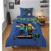 Aymax Minecraft Adolescente Copripiumino Singolo 135x200 + Federa Steve & Alex