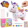 SOETDERT Salvadanaio Bambini, Unicorno Salvadanaio Bambina, Regalo Ragazza, Fai da Te Personalizzare Cash Box con Pennelli, Pittura, Strass, Decorazione Cameretta, Unicorno Bambina Regalo