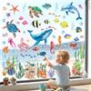 DECOWALL CDS9-9004 Vetrofanie statiche sotto il mare Animali marini Pesci Meduse Riutilizzabili Impermeabili Bambini Asilo nido Soggiorno Finestra Casa Bagno Decorazione-Stampa fronte-retro