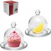 Oceano Set 2 Campane per Dolci in Vetro con Piattino, Mini Cloche Trasparente 12.5cm, per Dessert Cupcake Torte Biscotti Muffin Limone Pane Feste Matrimoni Compleanni Elegante