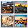 Printerland Quadri Moderni ROMA vaticano colosseo città citta 4 pezzi Stampa su Tela CANVAS Arredamento XXL Arredo soggiorno salotto camera da letto cucina ufficio bar ristorante (4 pezzi 40x40 cm cad.)