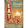 GLOBLELAND Cena Mangia Qui Cartello In Metallo Da 12x8 Pollici Vintage Buon Cibo Poster Decorazione Da Parete per Casa Cucina Soggiorno Camera Da Letto Cucina Bar