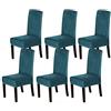 WJHDWYD Coprisedie in velluto Parsons, fodera protettiva per sedie, rimovibile e lavabile, 2 pezzi, color tortora(Blu Acqua Profonda.,6 pezzi)