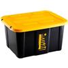 ACAN Tradineur - Scatola portaoggetti impilabile con coperchio, in plastica, cassetto multiuso, organizzazione, strumenti, per la casa, prodotta in Spagna (Giallo e nero - 30 litri - 48 x 38 x 25,5 cm