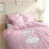 XCQHZYQ Copripiumino una Piazza e Mezza Bambini Ragazza dei cartoni animati stella 150 x 200 cm Rosa 3D Set Copripiumino Set Biancheria da Letto Poliestere cotone con Cerniera e 1 Federa