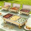 EffiQ-Rate 4 Pezzi Oro Inox Buffet Set, 9QT Scaldavivande Professionale con Coperchio, 7 Pentole e Utensili, Food Warmer Catering Server per Feste, Matrimoni ed Eventi di Catering All'aperto