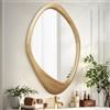 AAZZKANG Grande specchio da parete con cornice in legno irregolare, 60 x 40 cm, specchio decorativo asimmetrico da appendere per bagno, camera da letto, soggiorno, ingresso