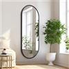HLFMVWE Specchio da parete ovale nero per bagno, specchio a figura intera, cornice in alluminio in metallo, specchi da parete 120 x 40 cm, specchio oblungo a forma di pillola, per vanità, soggiorno,