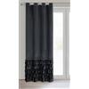 Eurofirany CARLI - Tenda in velluto con volant, 1 pezzo, oscurante, per soggiorno, camera da letto, 140 x 250 cm, colore nero