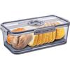 RUNQIN OUTDOOR Mini Portapane con Coperchio Valvola Dell'aria Vuoto,Contenitore Frigorifero Pane Ermetico Plastica con Registrazione Tempo per Bancone Della Cucina per Tostato,Bagel,Ciambelle,Biscotti,Panini,Grigio