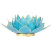 Mystery Mountain Portacandele con Fiore di Loto per 5° Chakra, Colore Blu, Realizzato in Capiz, Diametro 13,5 cm