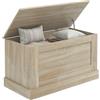 HOMCOM Cassapanca in Legno Naturale con Cerniera di Sicurezza, Cassetta per Giocattoli per Soggiorno e Corridoio, Truciolato Rivestito in Melamina, 80 x 40 x 45 cm